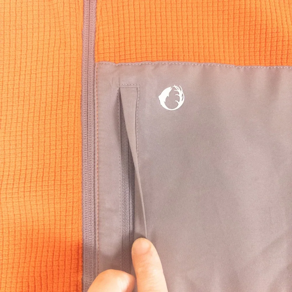 The American Outdoorsman Mens 2XL Orange Waffle Knit Full Zip Fleece Jacket